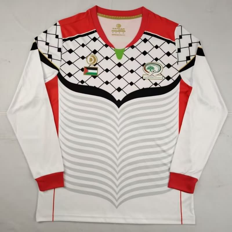 Thailand Quality(AAA) 2025 Palestine White Long Sleeve Soccer Jersey