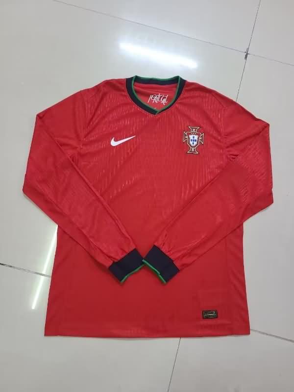 Thailand Quality(AAA) 2024 Portugal Home Long Sleeve Soccer Jersey(Player)