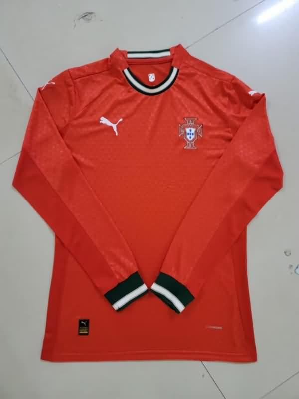 Thailand Quality(AAA) 2025 Portugal Home Long Sleeve Soccer Jersey (Player)