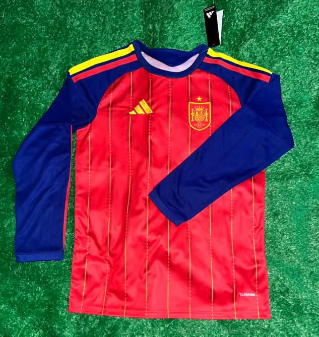 Thailand Quality(AAA) 2026 Spain World Cup Home Long Sleeve Soccer Jersey