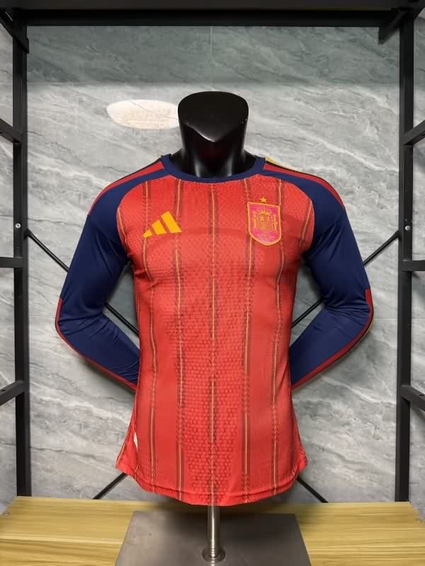 Thailand Quality(AAA) 2026 Spain World Cup Home Long Sleeve Soccer Jersey (Player)