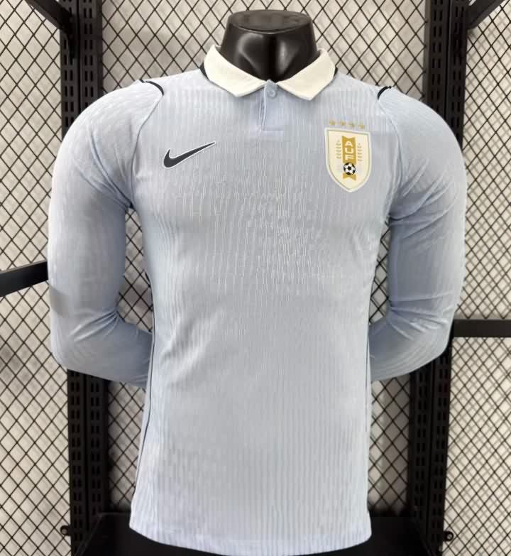 Thailand Quality(AAA) 2026 Uruguay World Cup Home Long Sleeve Soccer Jersey (Player)