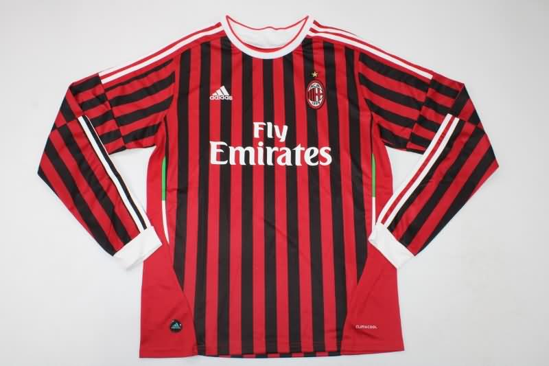 Thailand Quality(AAA) 2011/12 AC Milan Home Retro Long Sleeve Soccer Jersey