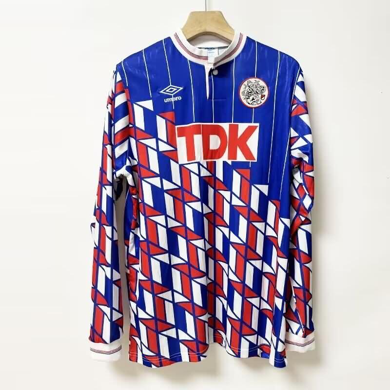 Thailand Quality(AAA) 1989/90 Ajax Away Long Sleeve Retro Soccer Jersey