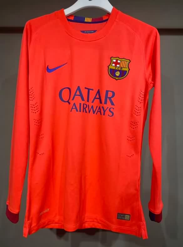 Thailand Quality(AAA) 2014/15 Barcelona Away Long Sleeve Retro Soccer Jersey (Player)
