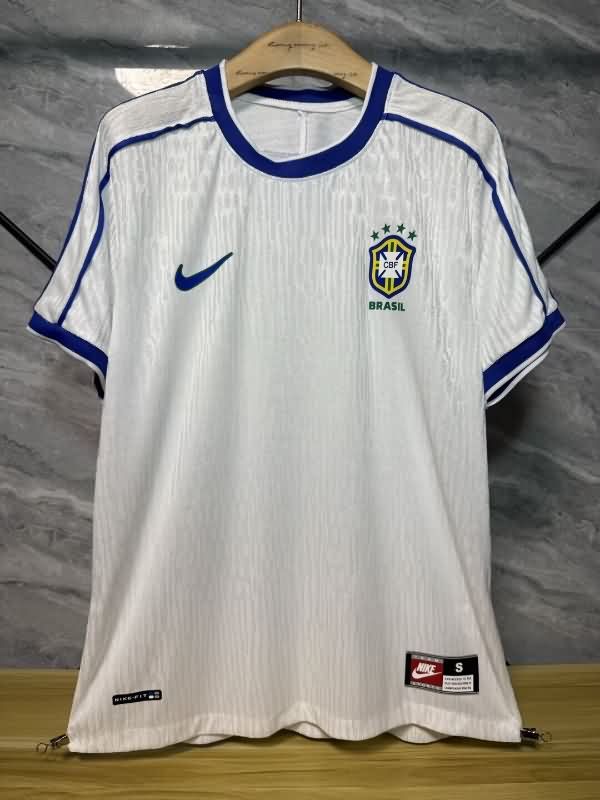 Thailand Quality(AAA) 1998 Brazil Goalkeeper White Retro Soccer Jersey (Player)