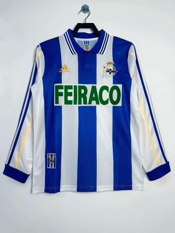 Thailand Quality(AAA) 1999/00 Deportivo La Coruna Home Long Sleeve Retro Soccer Jersey