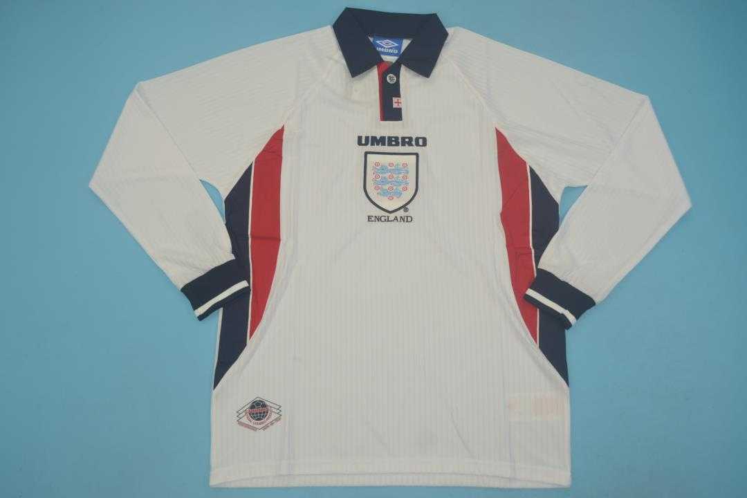 Thailand Quality(AAA) 1998 England Home Retro Soccer Jersey(L/S)