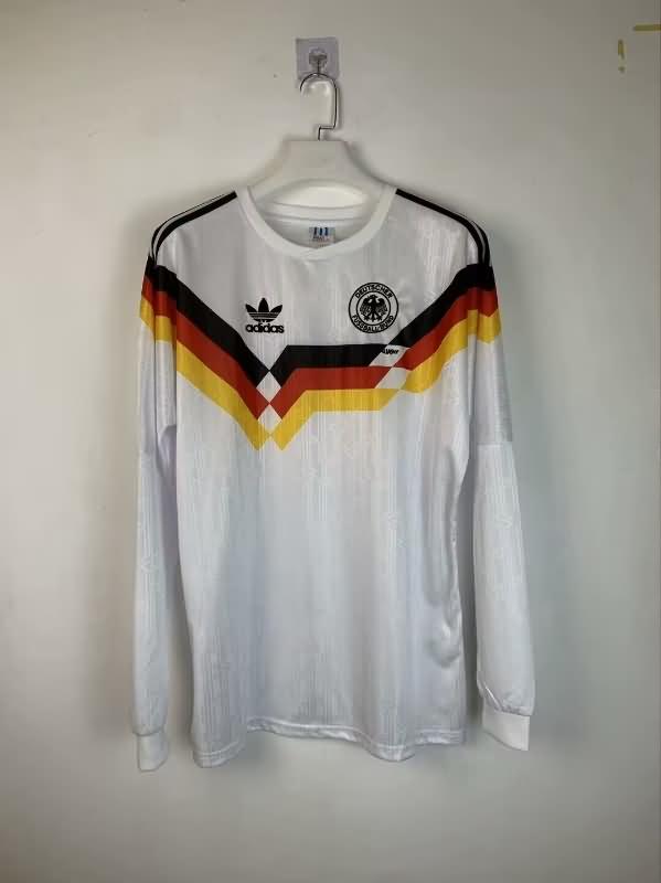 Thailand Quality(AAA) 1990 Germany EURO Home Long Sleeve Retro Soccer Jersey