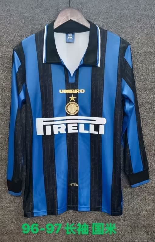 Thailand Quality(AAA) 1996/97 Inter Milan Home Long Sleeve Retro Soccer Jersey