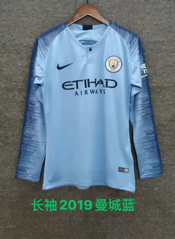 Thailand Quality(AAA) 2018/19 Manchester City Home Long Sleeve Retro Soccer Jersey