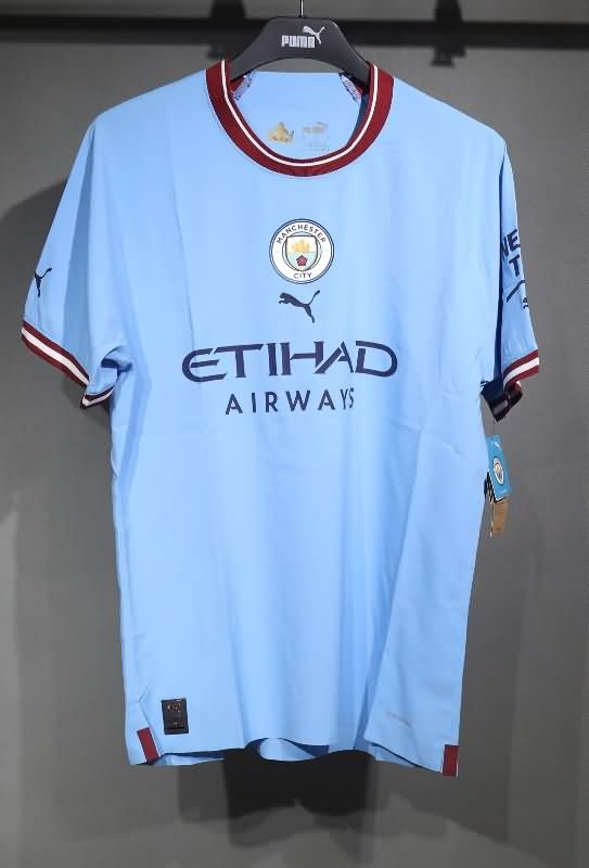 Thailand Quality(AAA) 2022/23 Manchester City Home Retro Soccer Jersey (Player)