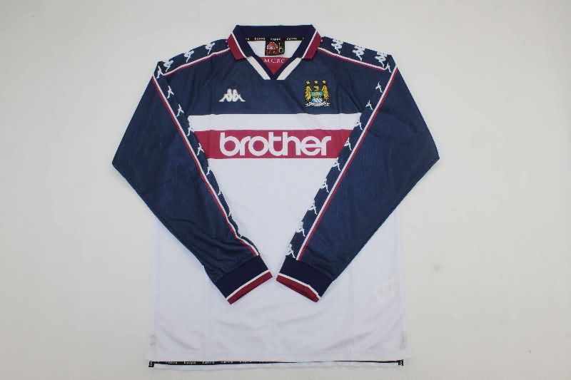 Thailand Quality(AAA) 1997/98 Manchester City Away Long Sleeve Retro Soccer Jersey