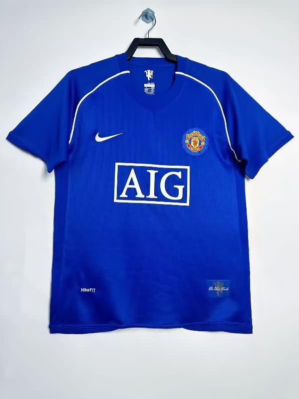 Thailand Quality(AAA) 2007/08 Manchester United Goalkeeper Blue Retro Soccer Jersey