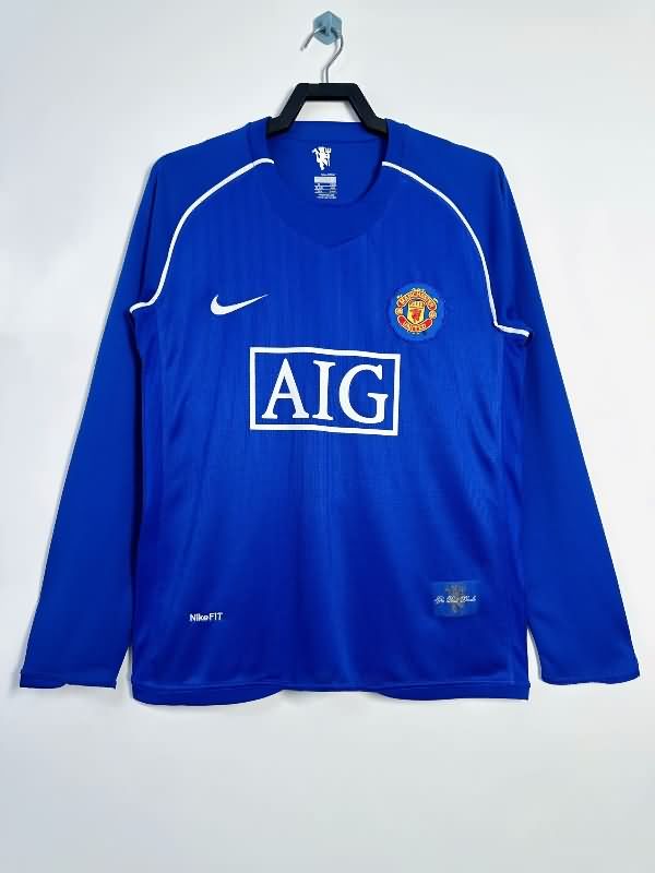 Thailand Quality(AAA) 2007/08 Manchester United Goalkeeper Blue LS Retro Soccer Jersey