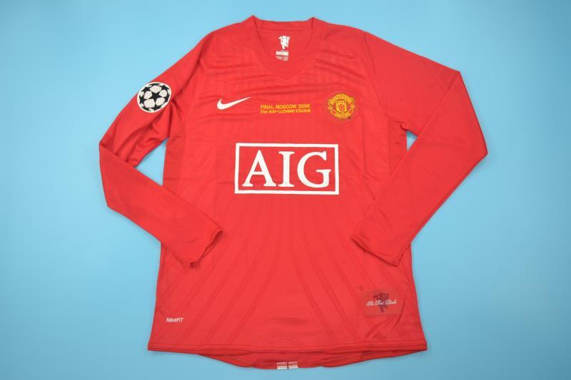 Thailand Quality(AAA) 2008 Manchester United UCL Final Home Retro Jersey(L/S)