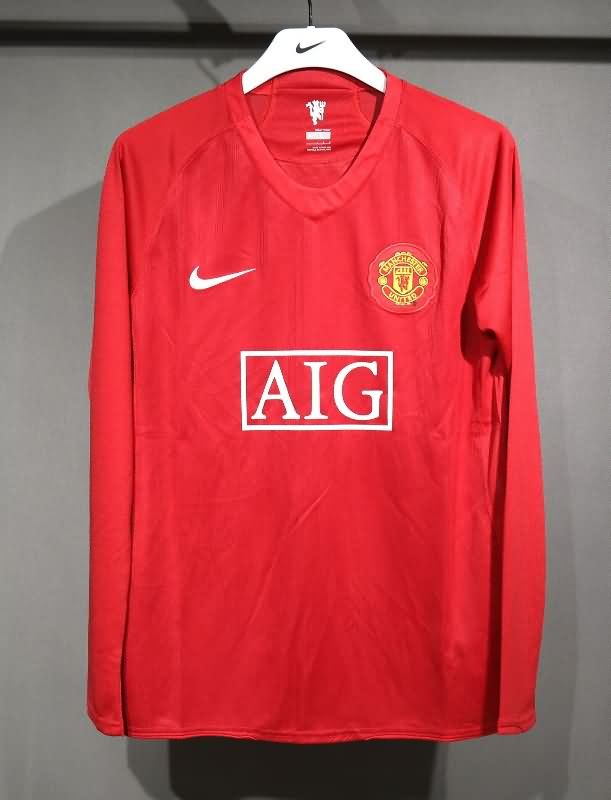 Thailand Quality(AAA) 2007/09 Manchester United Home Long Retro Soccer Jersey (Player)