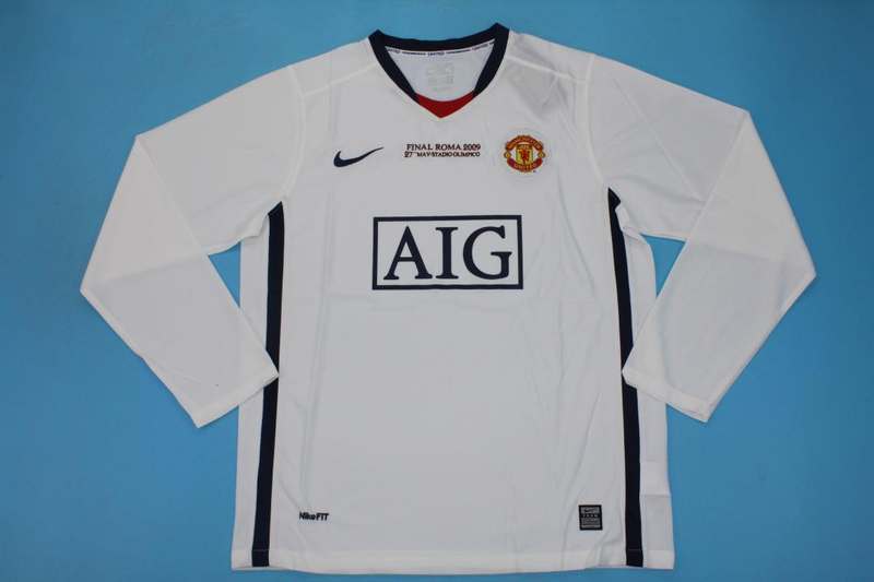 Thailand Quality(AAA) 2009 Manchester United UCL Final Away Retro Soccer Jersey(L/S)