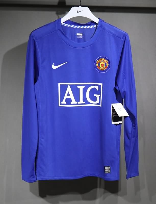 Thailand Quality(AAA) 2008/09 Manchester United Third Long Sleeve Retro Soccer Jersey(Player)