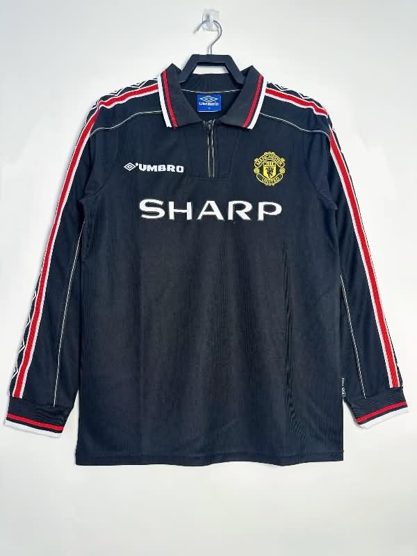 Thailand Quality(AAA) 1999 Manchester United Black Long Sleeve Retro Soccer Jersey