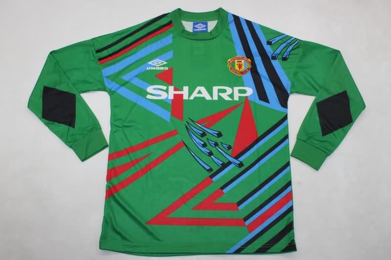 Thailand Quality(AAA) 1992/93 Manchester United GK Green Long Retro Soccer Jersey