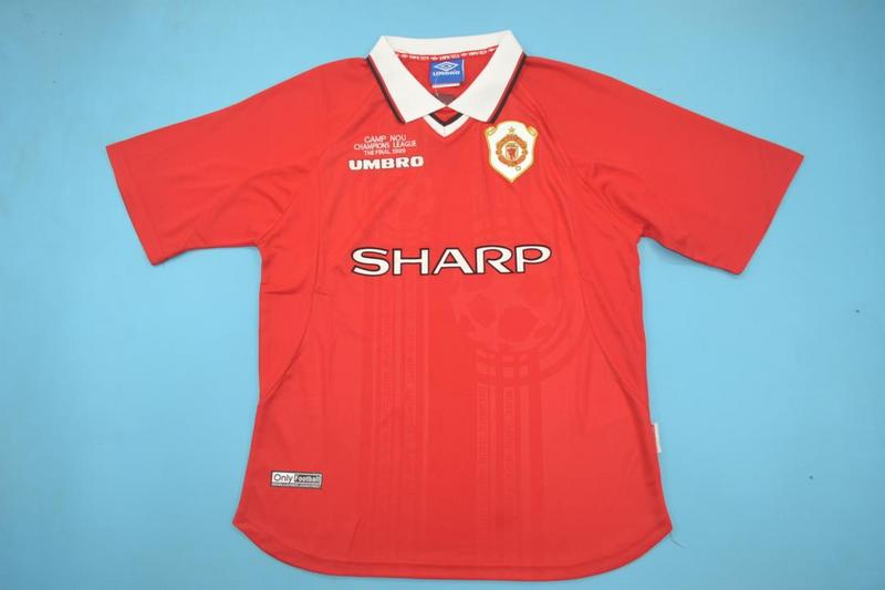 Thailand Quality(AAA) 1998/99 Manchester United UCL Home Retro Soccer Jersey