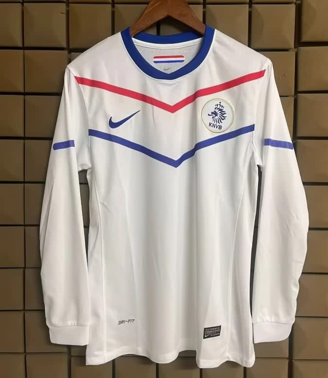 Thailand Quality(AAA) 2010 Netherlands Away Long Sleeve Retro Soccer Jersey