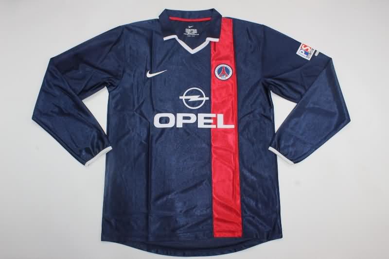 Thailand Quality(AAA) 2001/02 Paris St Germain Home Long Sleeve Retro Soccer Jersey