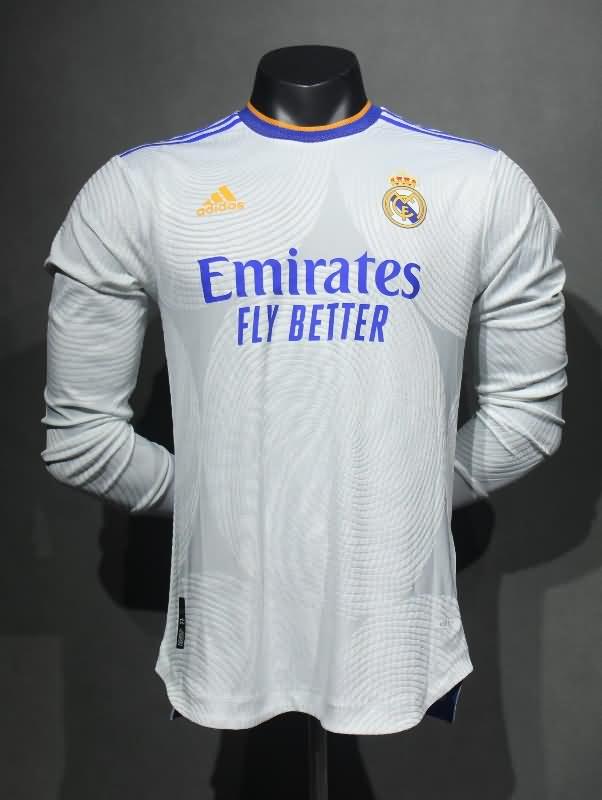 Thailand Quality(AAA) 21/22 Real Madrid Home Long Sleeve Soccer Jersey (Player)