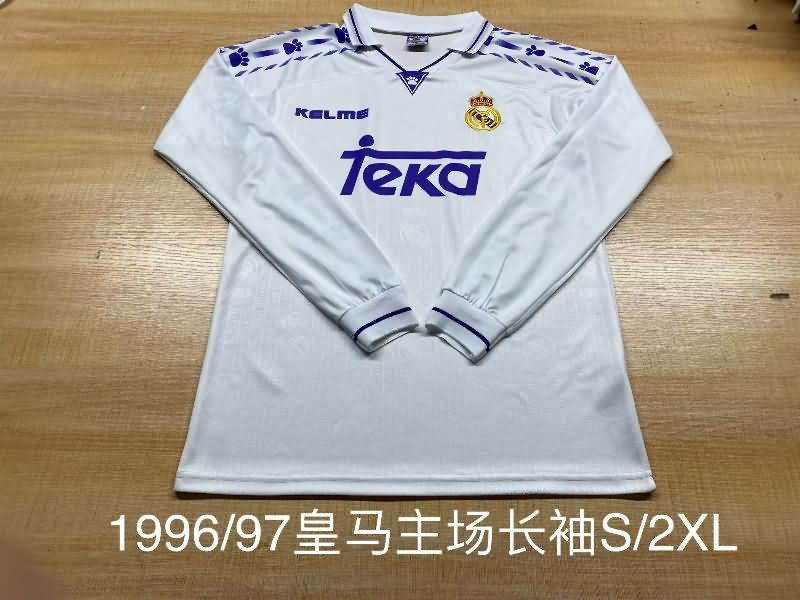 Thailand Quality(AAA) 1996/97 Real Madrid Home Long Sleeve Retro Soccer Jersey