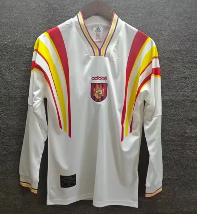 Thailand Quality(AAA) 1996 Spain Away Retro Long Sleeve Soccer Jersey