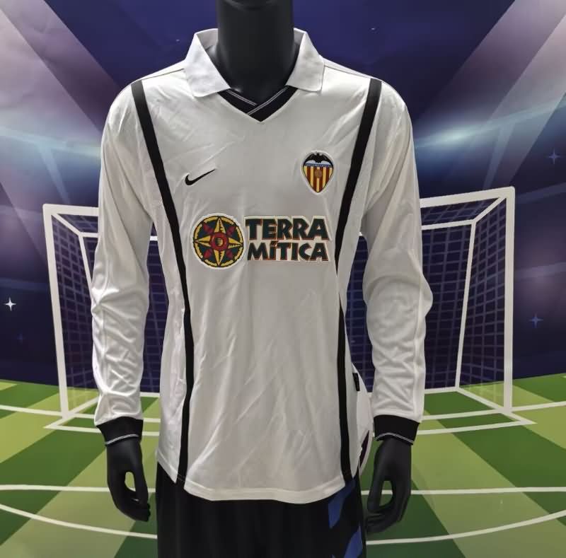 Thailand Quality(AAA) 2000/01 Valencia Home Long Sleeve Retro Soccer Jersey