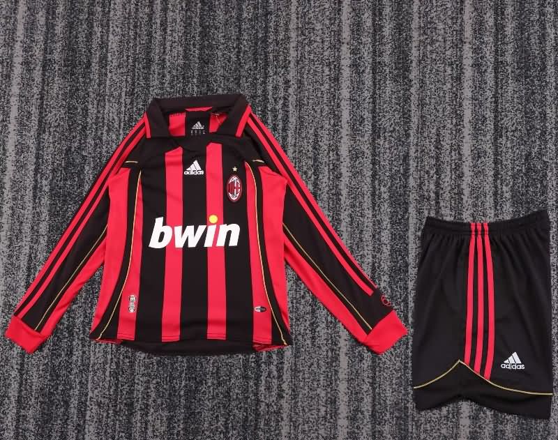 2006/07 AC Milan Home Long Sleeve Kids Soccer Jersey And Shorts