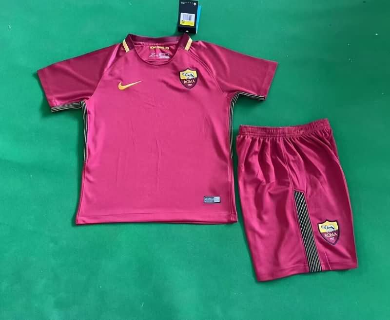 2017/18 AS Roma Home Kids Soccer Jersey And Shorts