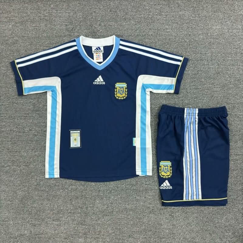1998 Argentina Away Kids Soccer Jersey And Shorts