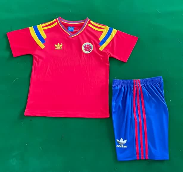 1990 Colombia Away Kids Soccer Jersey And Shorts