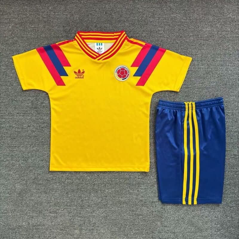 1990 Colombia Home Kids Soccer Jersey And Shorts