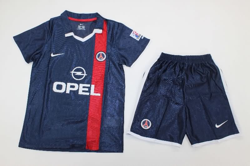 2001/02 Paris St Germain Home Kids Soccer Jersey And Shorts