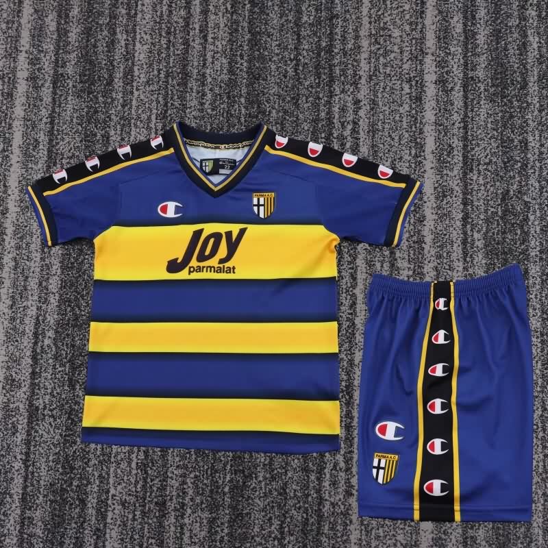 2001/02 Parma Home Kids Soccer Jersey And Shorts