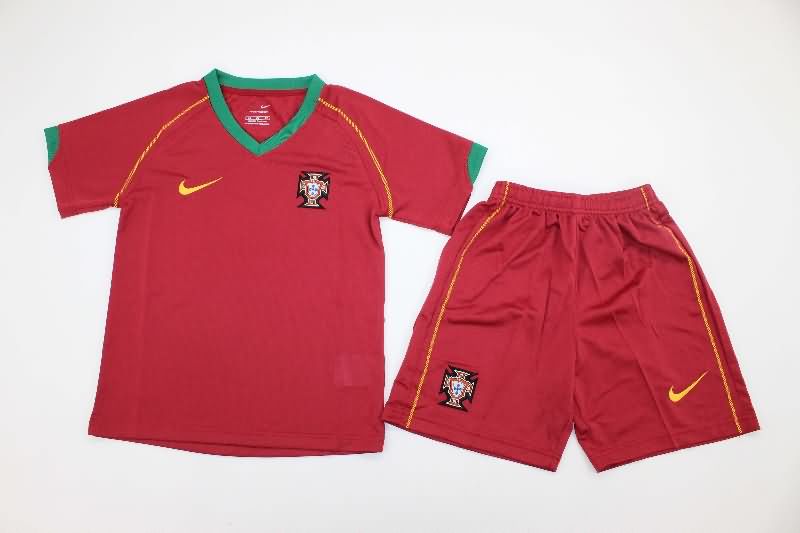 2006 Portugal Home Kids Soccer Jersey And Shorts