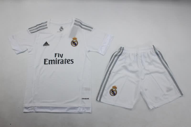 2015/16 Real Madrid Home Kids Soccer Jersey And Shorts