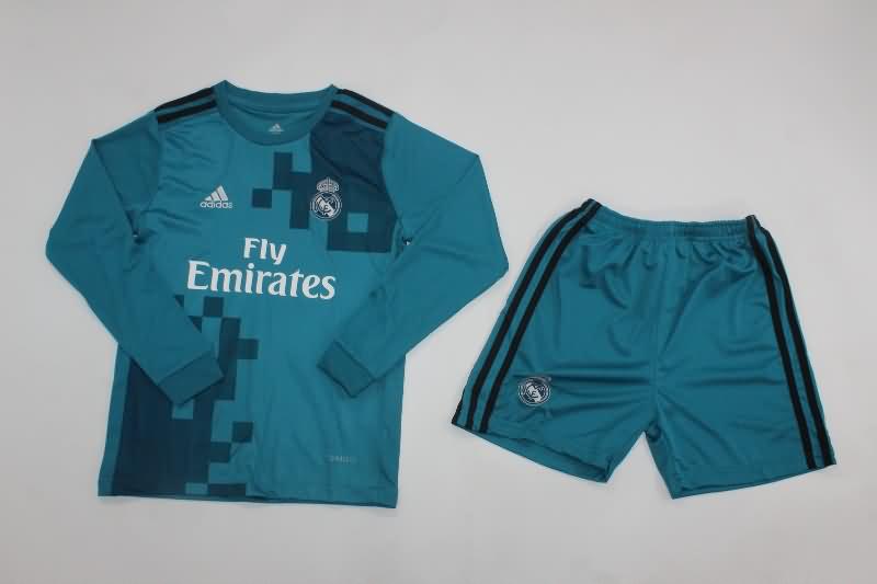 2017/18 Real Madrid Third Long Sleeve Kids Soccer Jersey And Shorts