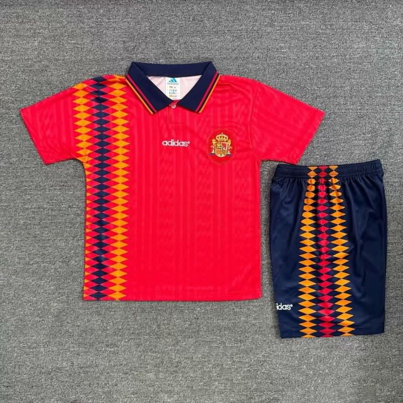 1994 Spain Home Kids Soccer Jersey And Shorts